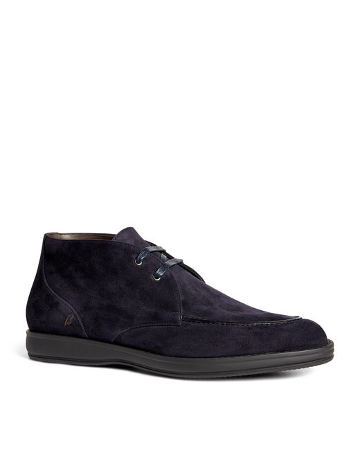Brioni Blue Suede Ankle Boots for men