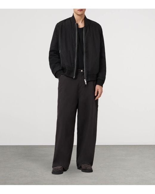 AllSaints Black Organic Cotton Jackson Barrel Trousers for men