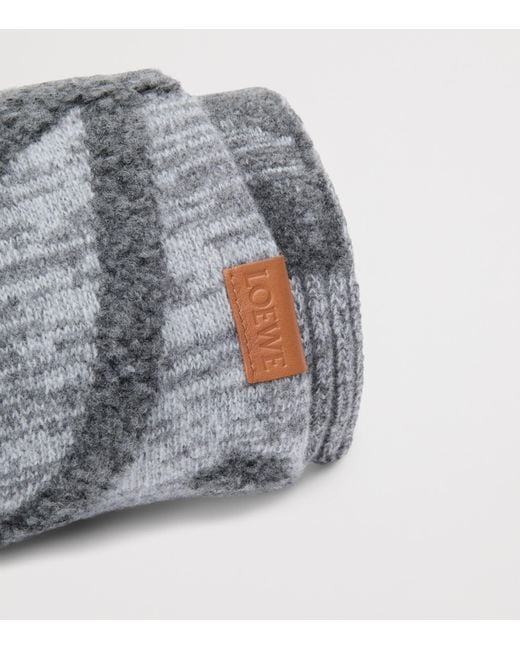 Loewe Gray Wool-Cashmere Anagram Scarf
