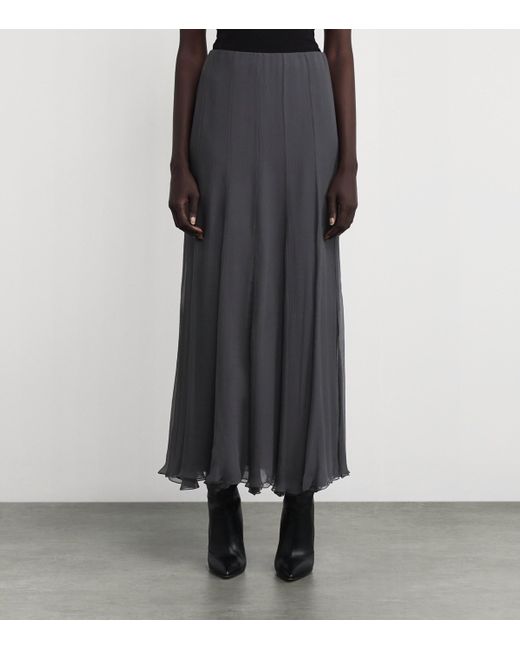 Chloé Gray Silk Maxi Skirt