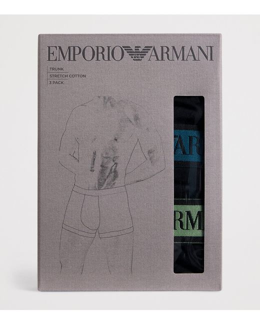 Emporio Armani Black Stretch-Cotton Logo Trunks for men