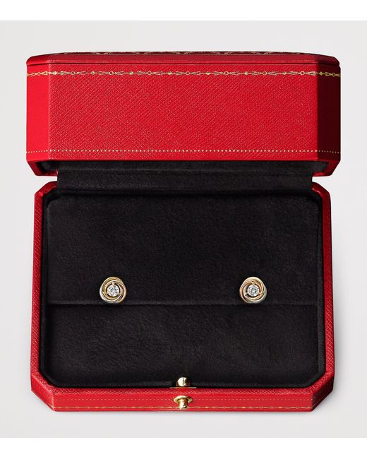 Cartier White Mixed And Diamond Trinity Stud Earrings