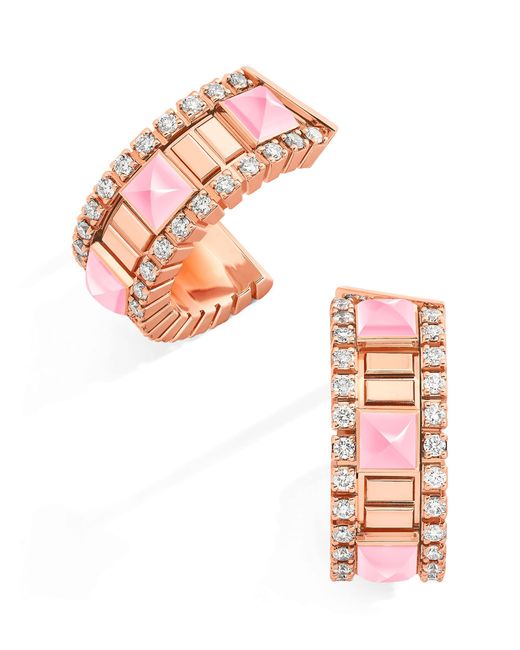 Marli New York Pink Mini, Diamond And Quartzite Life Hoop Earrings