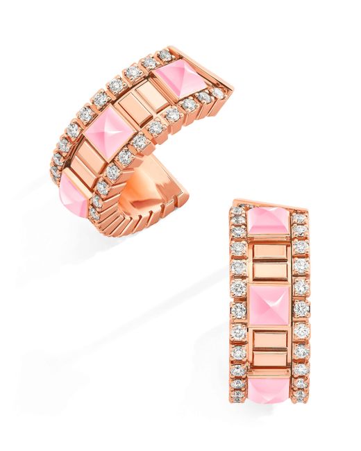 Marli New York Pink Mini, Diamond And Quartzite Life Hoop Earrings