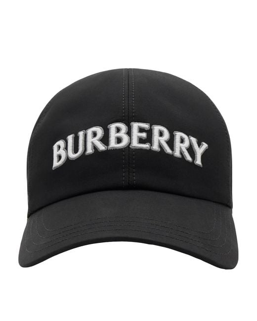 Burberry Black Cotton Gabardine Logo Baseball Cap for men