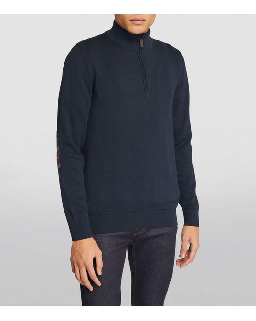 Barbour Blue Elbow-patch Avoch Sweater for men