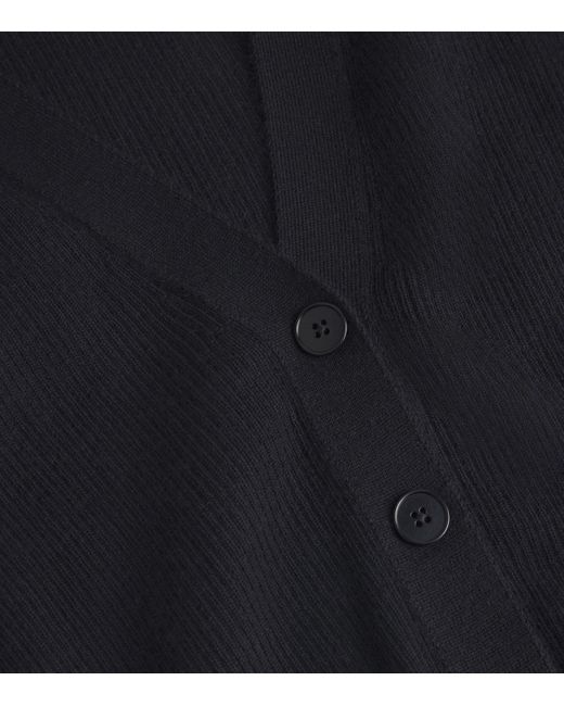 Johnstons Black Superfine Cashmere V-Neck Cardigan