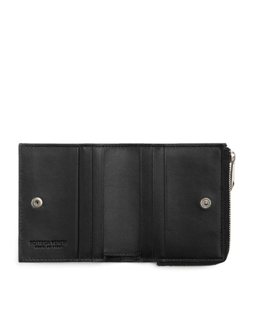 Bottega Veneta Black Small Intrecciato Bifold Zipped Wallet for men