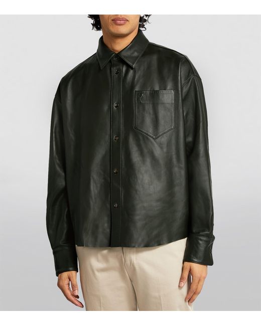 AMI Black Leather Shirt for men