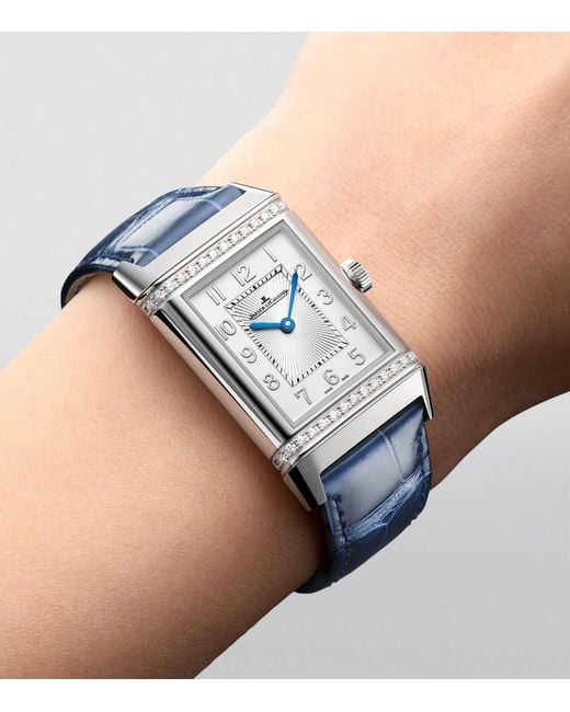 Jaeger-lecoultre Blue Stainless Steel And Diamond Reverso Classic Duetto Watch