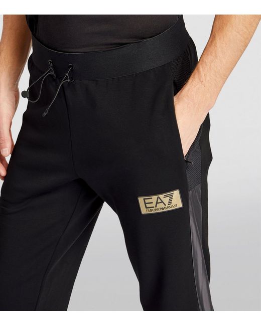 EA7 Black Logo Plaque Sweatpants for men