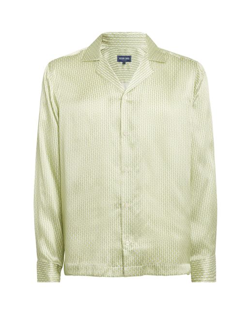 Frescobol Carioca Green Silk Copa Print Safra Shirt for men