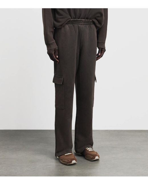 Represent Black Cotton Initial Cargo Sweatpants for men