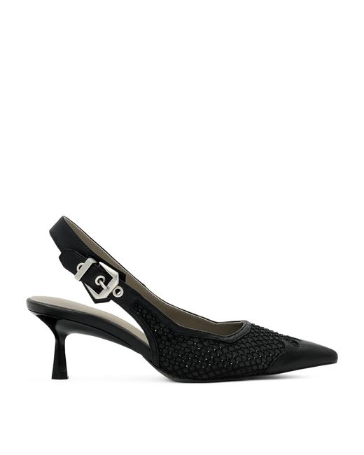 AllSaints Black Mesh Idyia Slingback Pumps 55