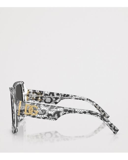 Dolce & Gabbana Gray Lace Print Square Sunglasses