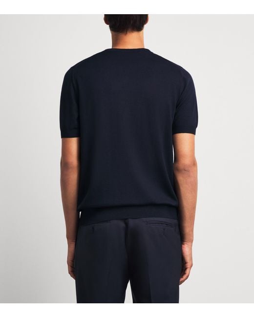 Lardini Blue Virgin Wool Knitted T-Shirt for men