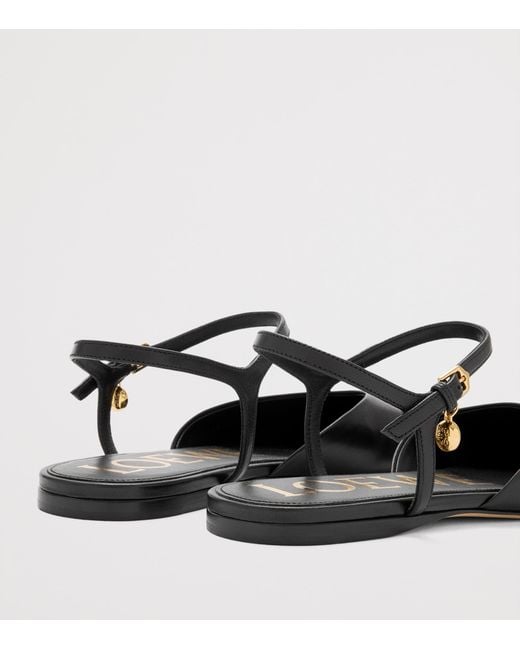Loewe Black Leather Ankle-Strap Toy Ballet Flats