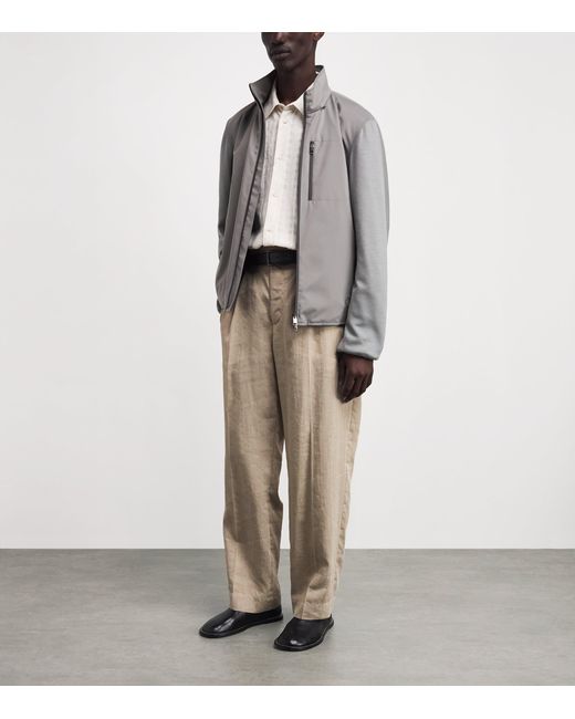 Brioni Gray High-Neck Jacket for men