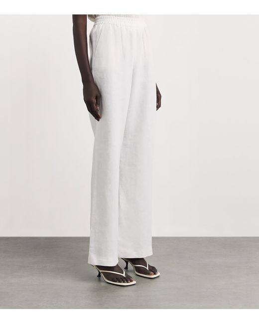 Eleventy White Linen Elasticated Trousers