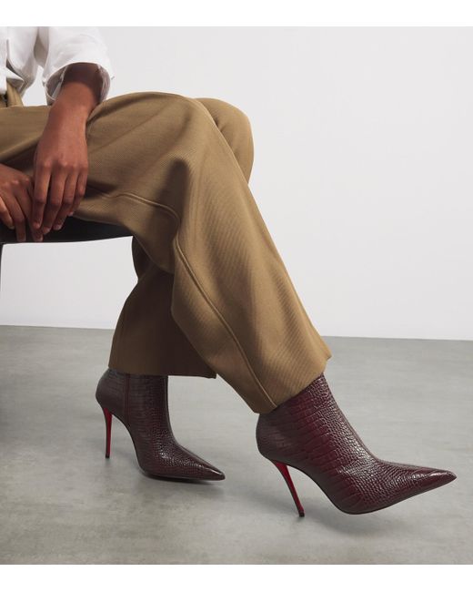 Christian Louboutin Brown Miss Z Booty Alligator-Embossed Leather Ankle Boots 100