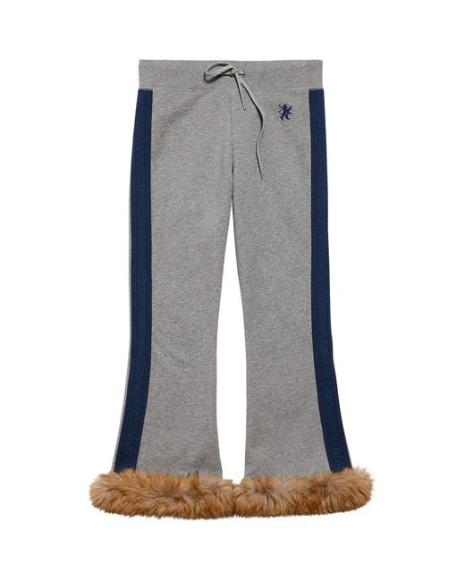 Balenciaga Blue Faux Fur Trim Lion Capri Sweatpants