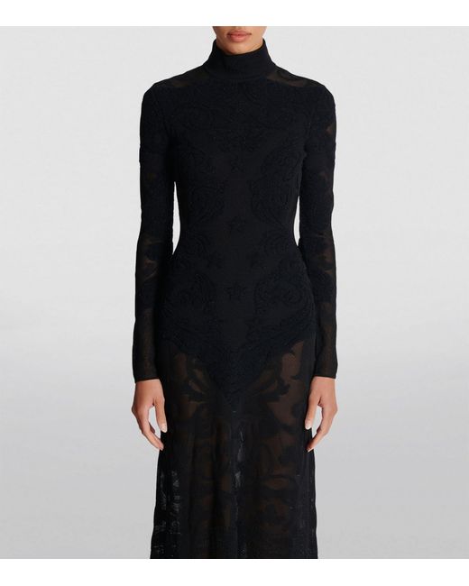 Balmain Black High-neck Jacquard Dress