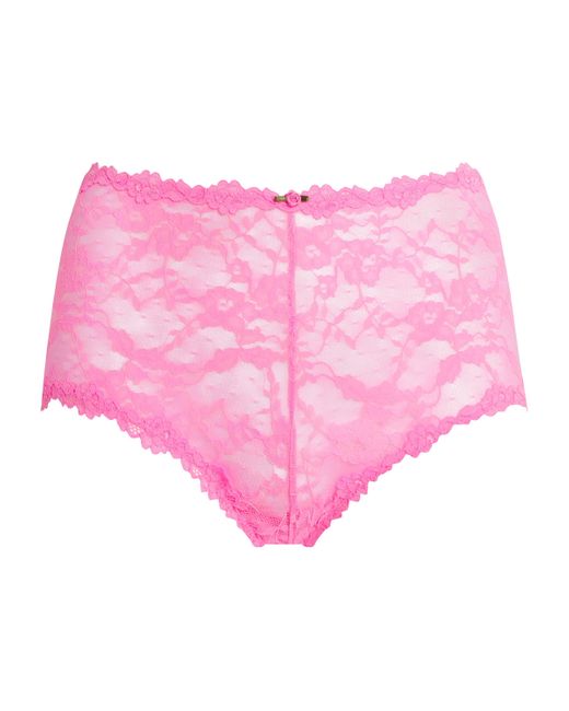 Skims Pink Stretch Lace Boy Shorts
