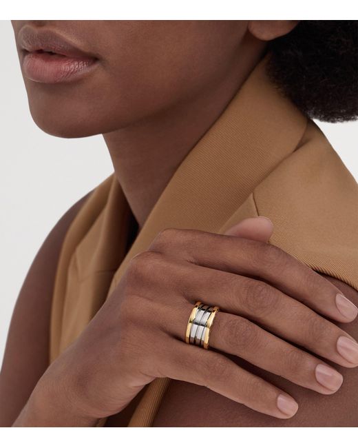 BVLGARI Gray And Stainless Steel B.Zero1 Four-Band Ring