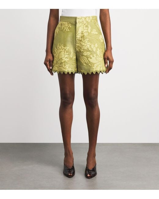 LaDoubleJ Yellow Cotton-Silk Jacquard Shorts