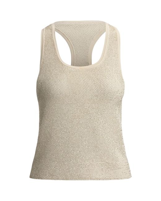 Ralph Lauren Natural Mulberry Silk Embellished Tank Top
