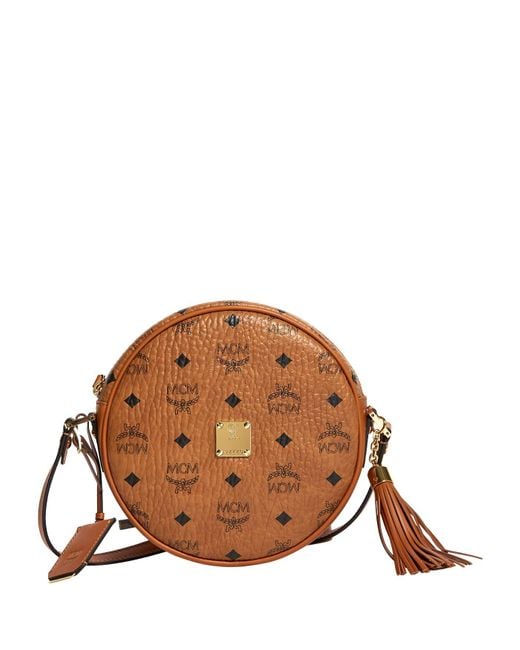 MCM Brown Heritage Tambourine Bag