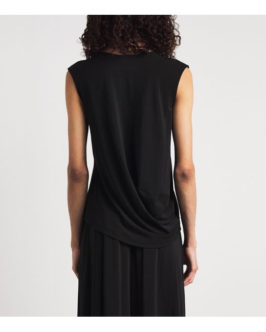 Issey Miyake Black Drape Jersey Sleeveless Blouse