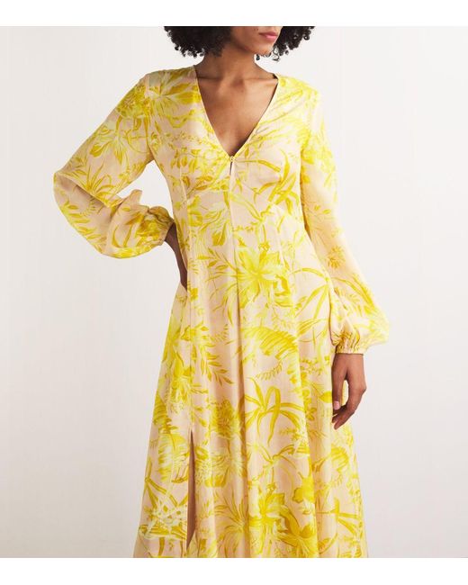 Zimmermann Yellow Silk Floral Maxi Dress