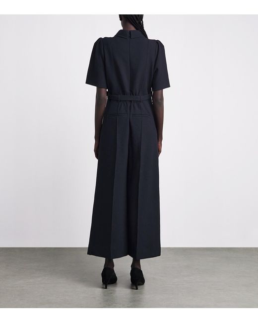 ME+EM Blue Cropped Wide-Leg Jumpsuit