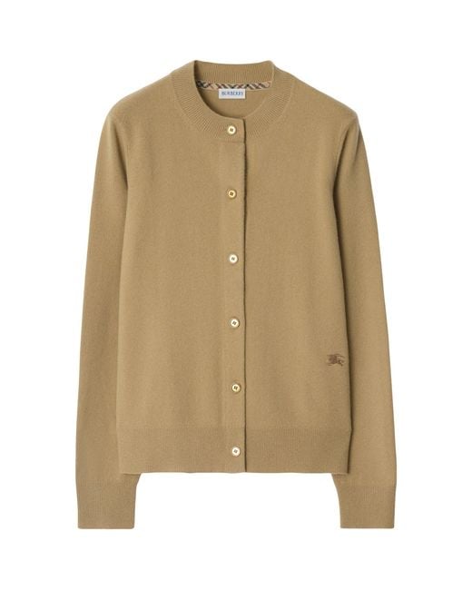 Burberry Natural Cashmere Ekd-Embroidered Cardigan