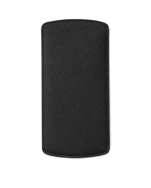 Smythson Black Signature Cross-Grain Panama Leather Glasses Case