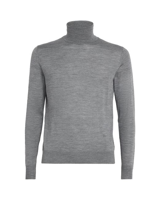Isaia Gray Wool-Silk-Cashmere Rollneck Sweater for men