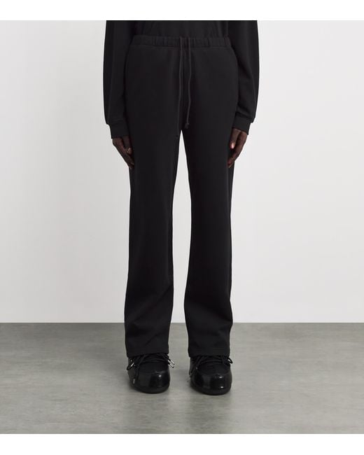 Skims Black Cotton-Blend Fleece Straight Sweatpants