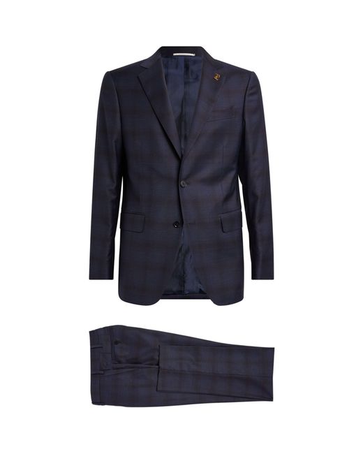 Pal Zileri Blue Wool Check Single-breasted Suit for men