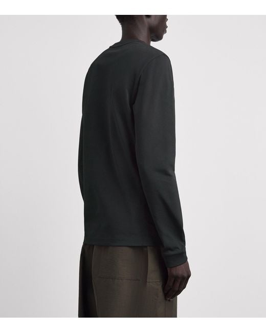 Moncler Black Cotton Logo Long-Sleeve T-Shirt for men