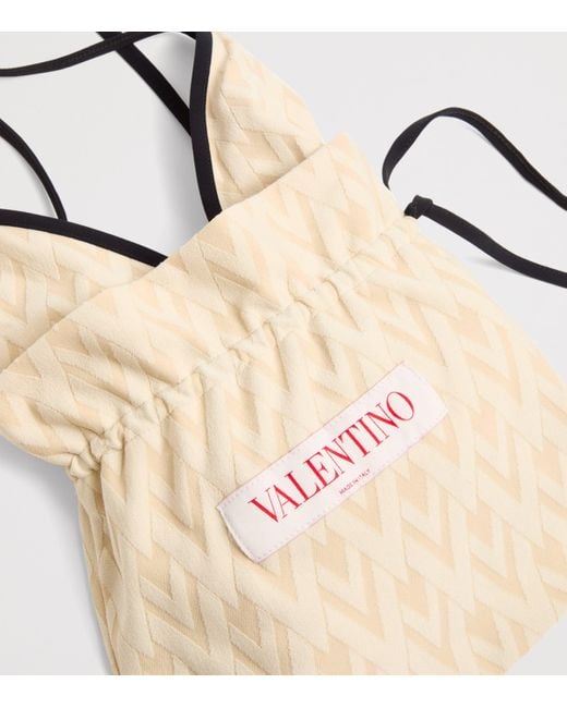 Valentino Natural Jacquard Logo Swimsuit