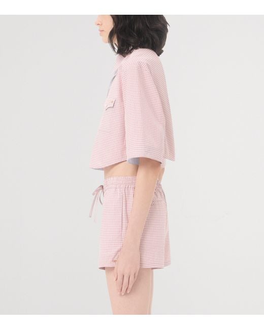 Valentino Pink Cotton Cropped Shirt