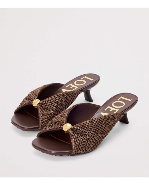 Loewe Brown X Paula's Ibiza Woven Pebble Heeled Sandals 45
