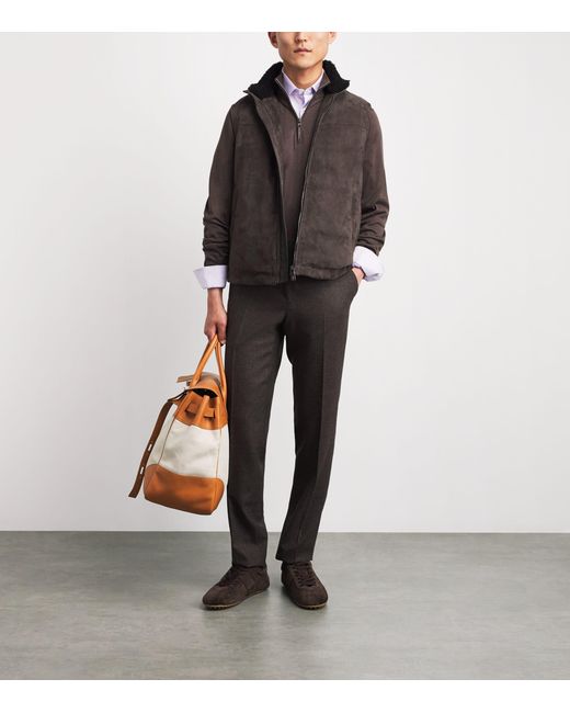 FIORONI CASHMERE Brown Sea Island Cotton-Cashmere Quarter-Zip Sweater for men
