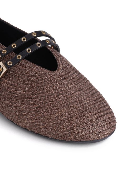 Alaïa Brown Raffia-Leather Ballet Flats