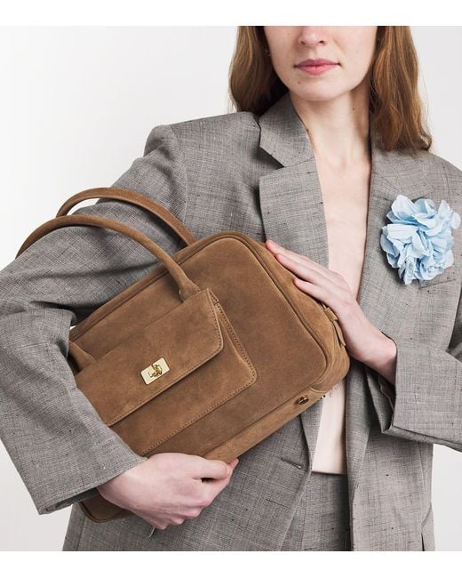 Sandro Brown Suede Ezmeh Shoulder Bag