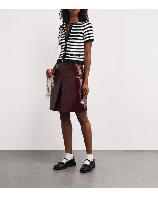 Maje Blue Cropped Stripe Cardigan