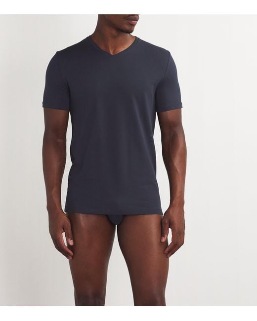 Falke Blue Cotton-Blend Daily Comfort T-Shirt for men
