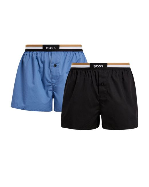 Boss Blue Woven Logo Boxer Shorts (pack Of 2) for men
