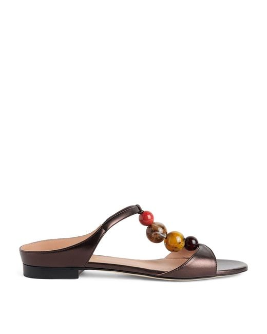 Malone Souliers Brown Metallic Leather Lena Sandals